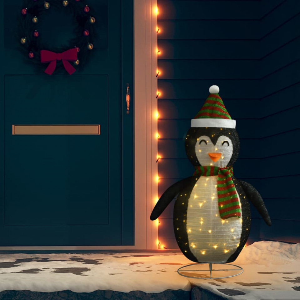 Figurină pinguin decorativ zăpadă Crăciun LED textil lux 120cm Casa Practica