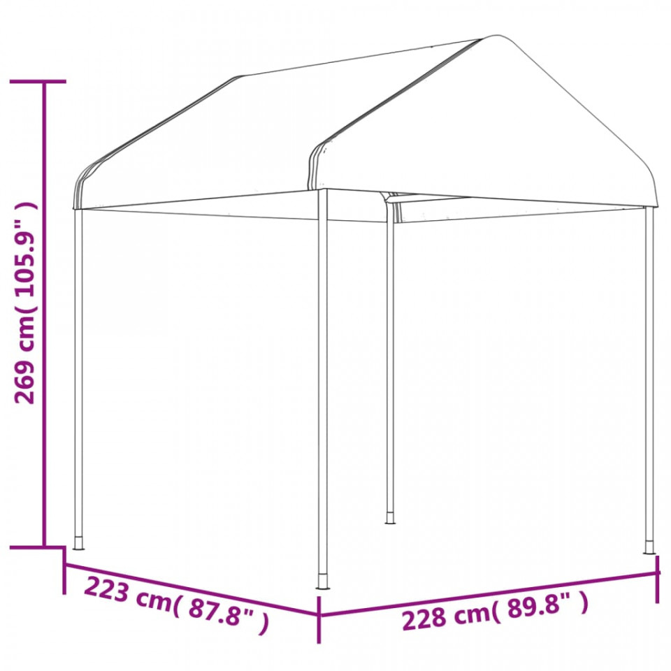 Foișor cu acoperiș, alb, 2,28x2,23x2,69 m, polietilenă