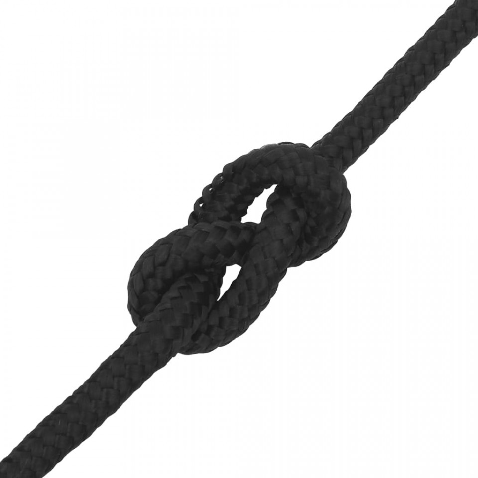 Frânghie de barcă, negru complet, 14 mm, 50 m, polipropilenă