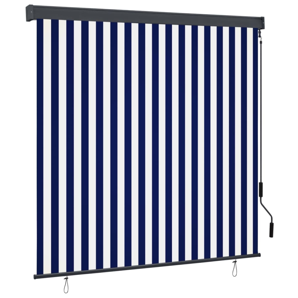 Jaluzea tip rulou de exterior, albastru și alb, 170 x 250 cm