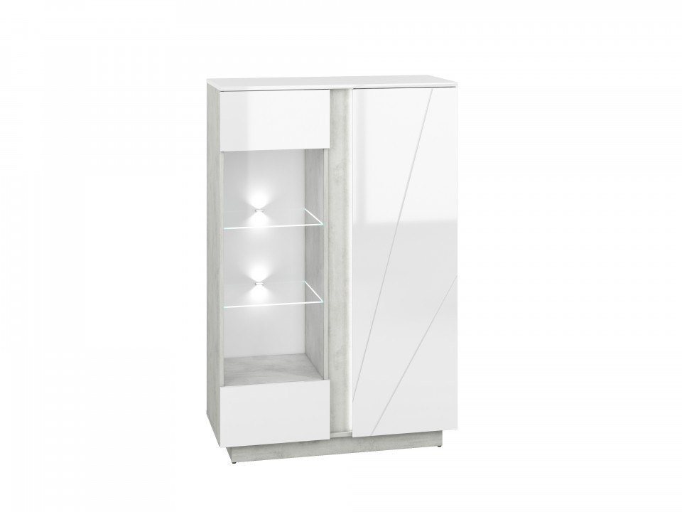 Lumens 04 display vitrina beton/white high gloss casapractica.ro