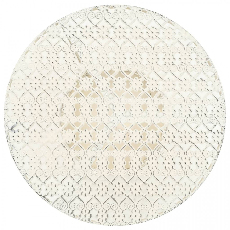 Masă bistro în stil vintage rotundă, alb, 40x70 cm, metal