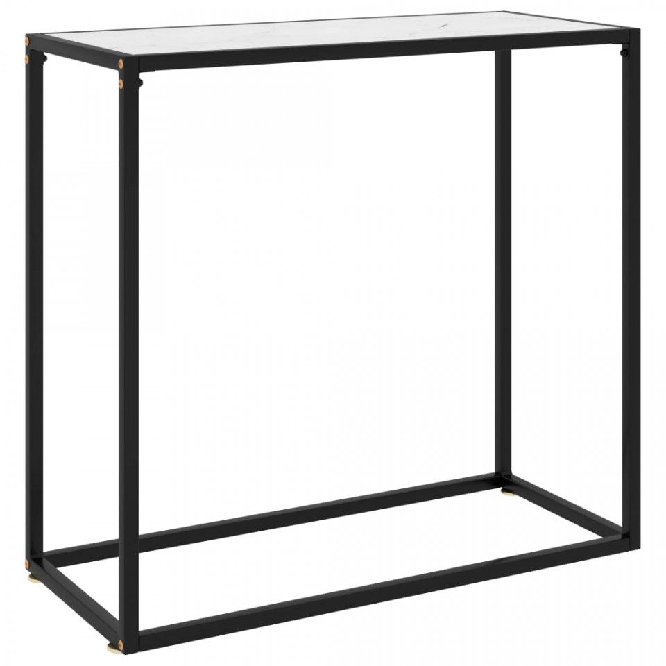 Masă consolă, alb, 80x35x75 cm, sticlă securizată