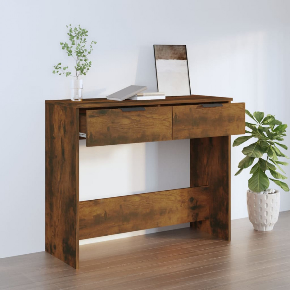 Măsuță consolă, stejar fumuriu, 90x36x75 cm, lemn prelucrat