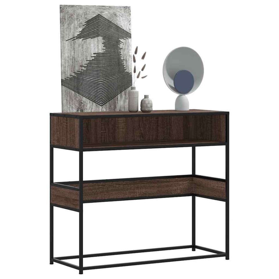 Măsuță consolă, stejar maro, 90x35x80 cm, lemn prelucrat