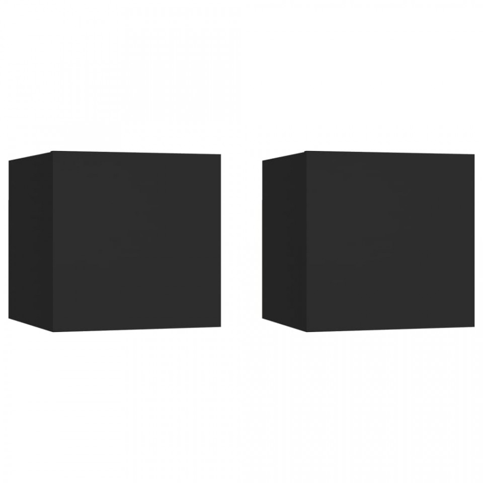 Noptiere, 2 buc., negru, 30,5x30x30 cm, pal