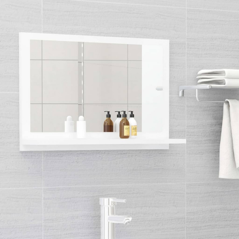 Poza Oglinda de baie, alb extralucios, 60 x 10,5 x 37 cm, PAL