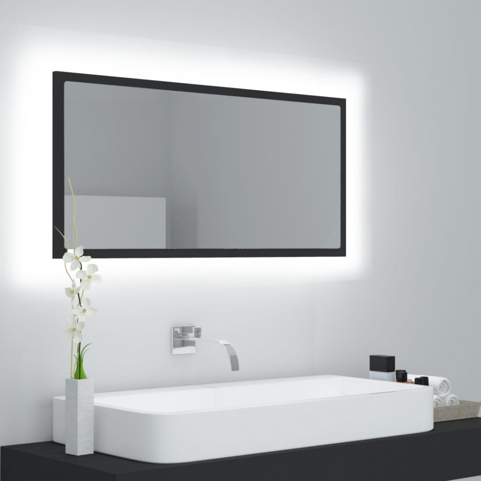 Poza Oglinda de baie cu LED, gri, 90x8,5x37 cm, PAL
