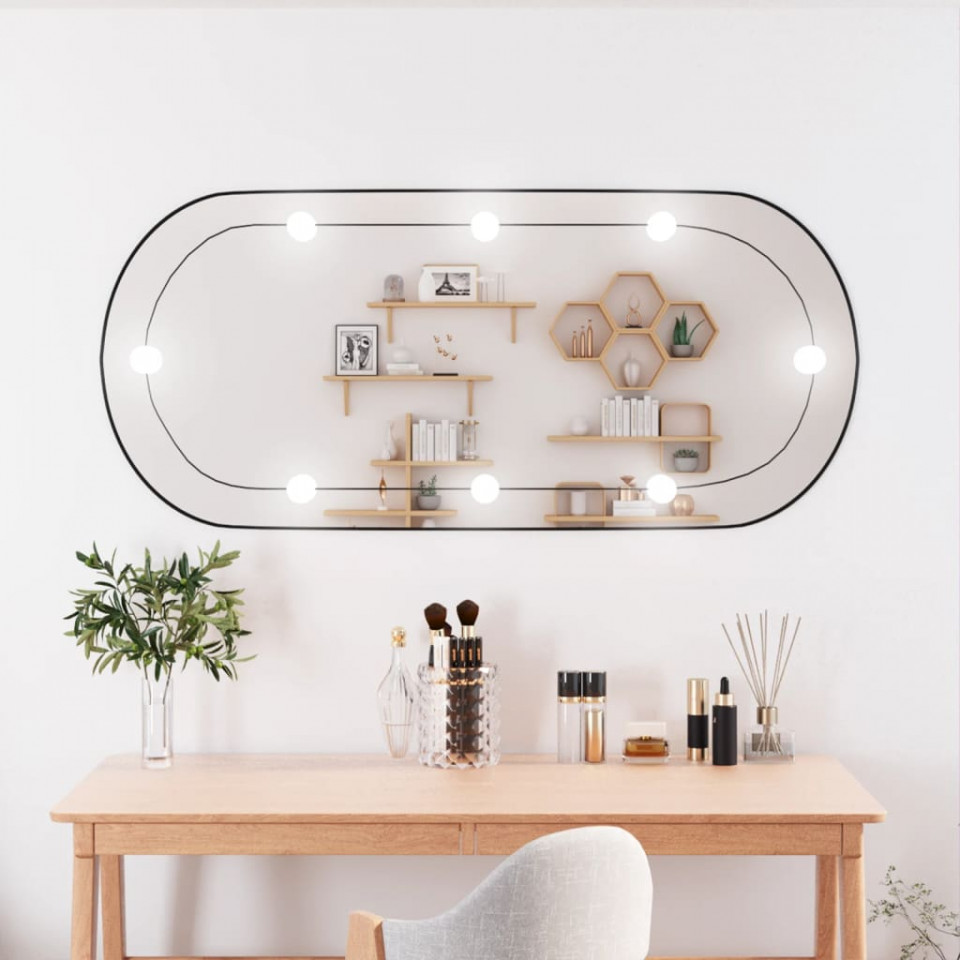Oglindă de perete cu lumini LED 45x100 cm oval sticlă