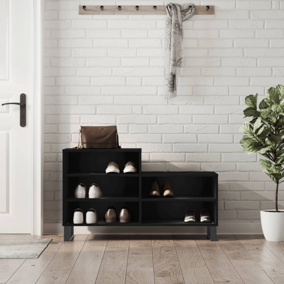 Pantofar, negru, 102x36x60 cm, lemn compozit