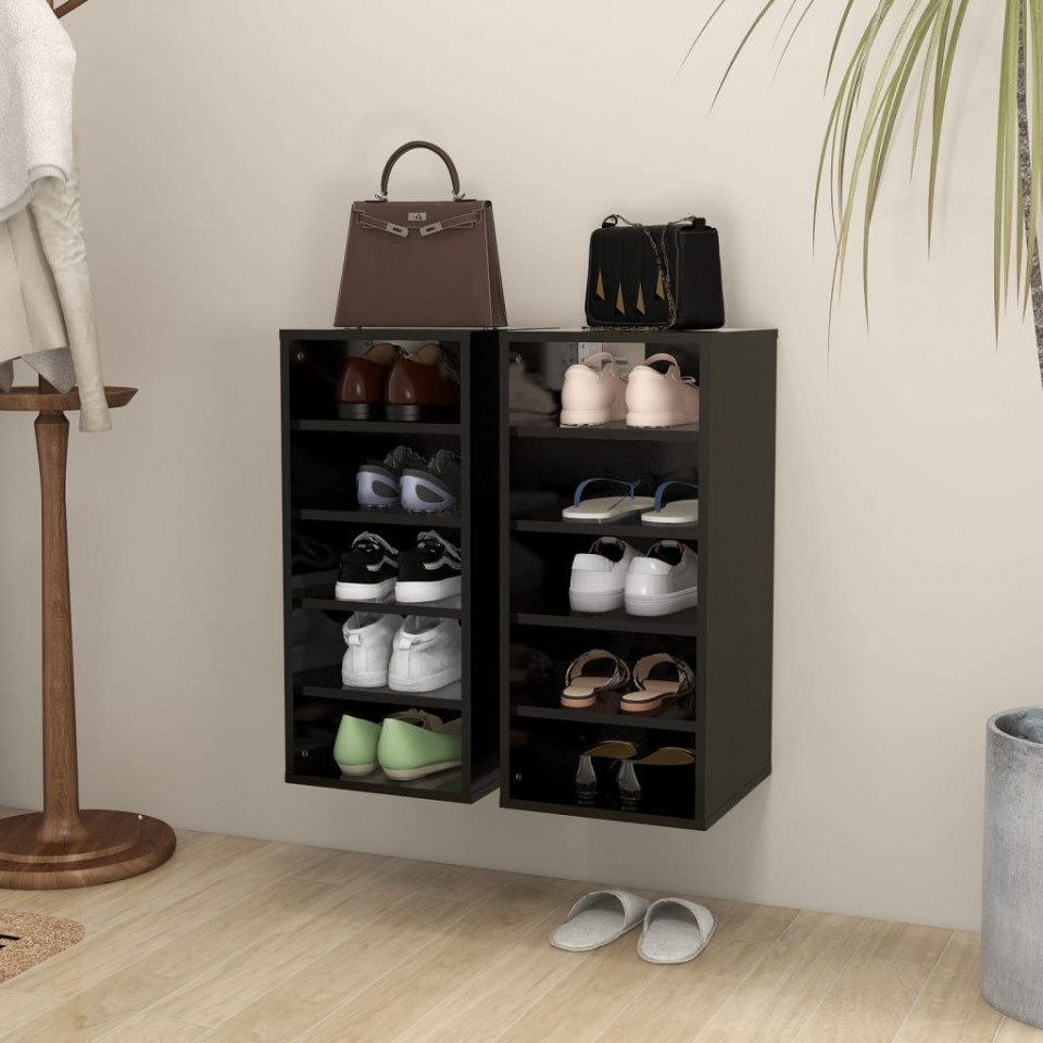 Pantofare, 2 buc., negru, 31,5x35x70 cm, PAL