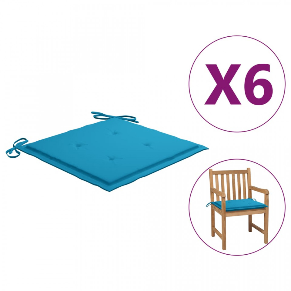 Poza Perne scaun de gradina, 6 buc., albastru, 50x50x4 cm, textil