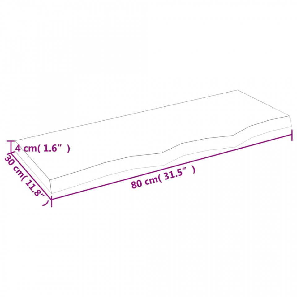 Poliță perete maro deschis 80x30x4 cm lemn masiv stejar tratat