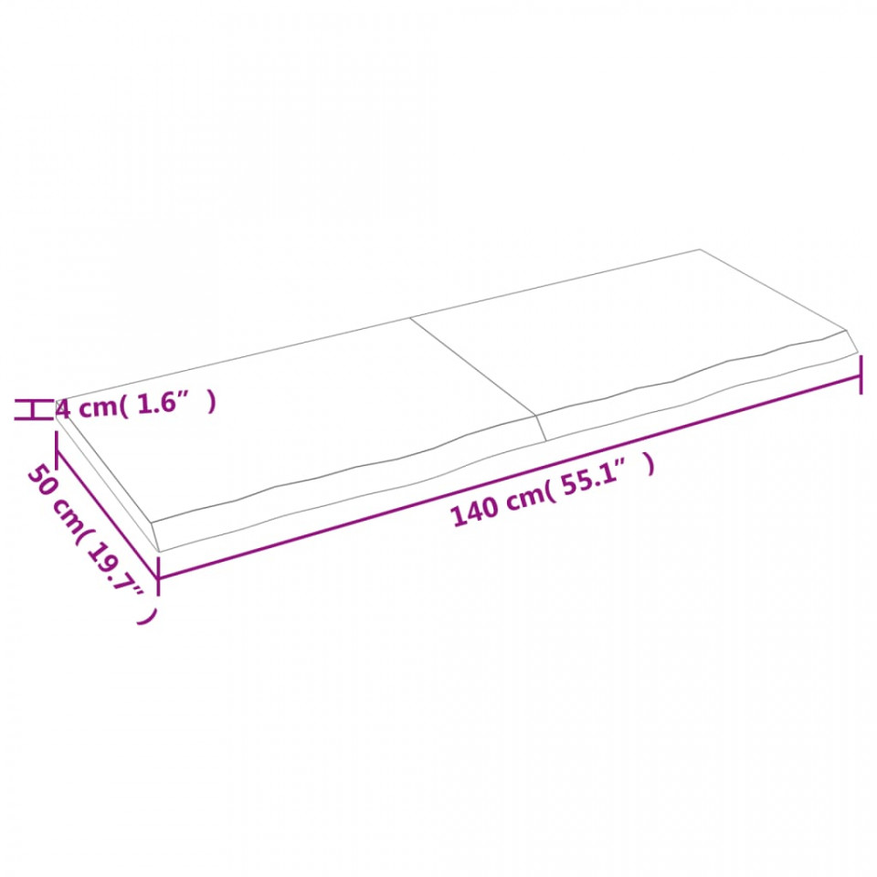 Raft de perete gri închis 140x50x4 cm lemn masiv stejar tratat