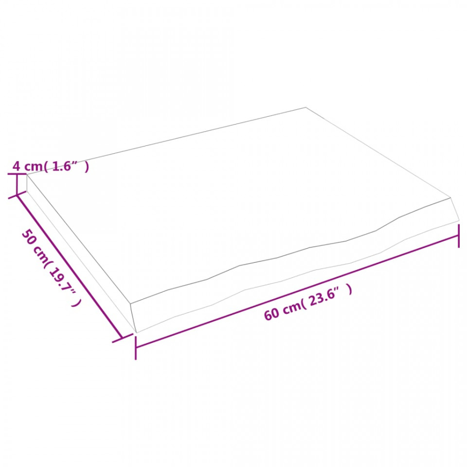 Raft de perete gri închis 60x50x4 cm lemn masiv stejar tratat