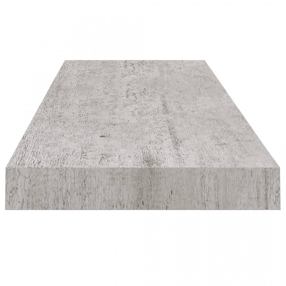 Raft de perete suspendat, gri beton, 80x23,5x3,8 cm, MDF