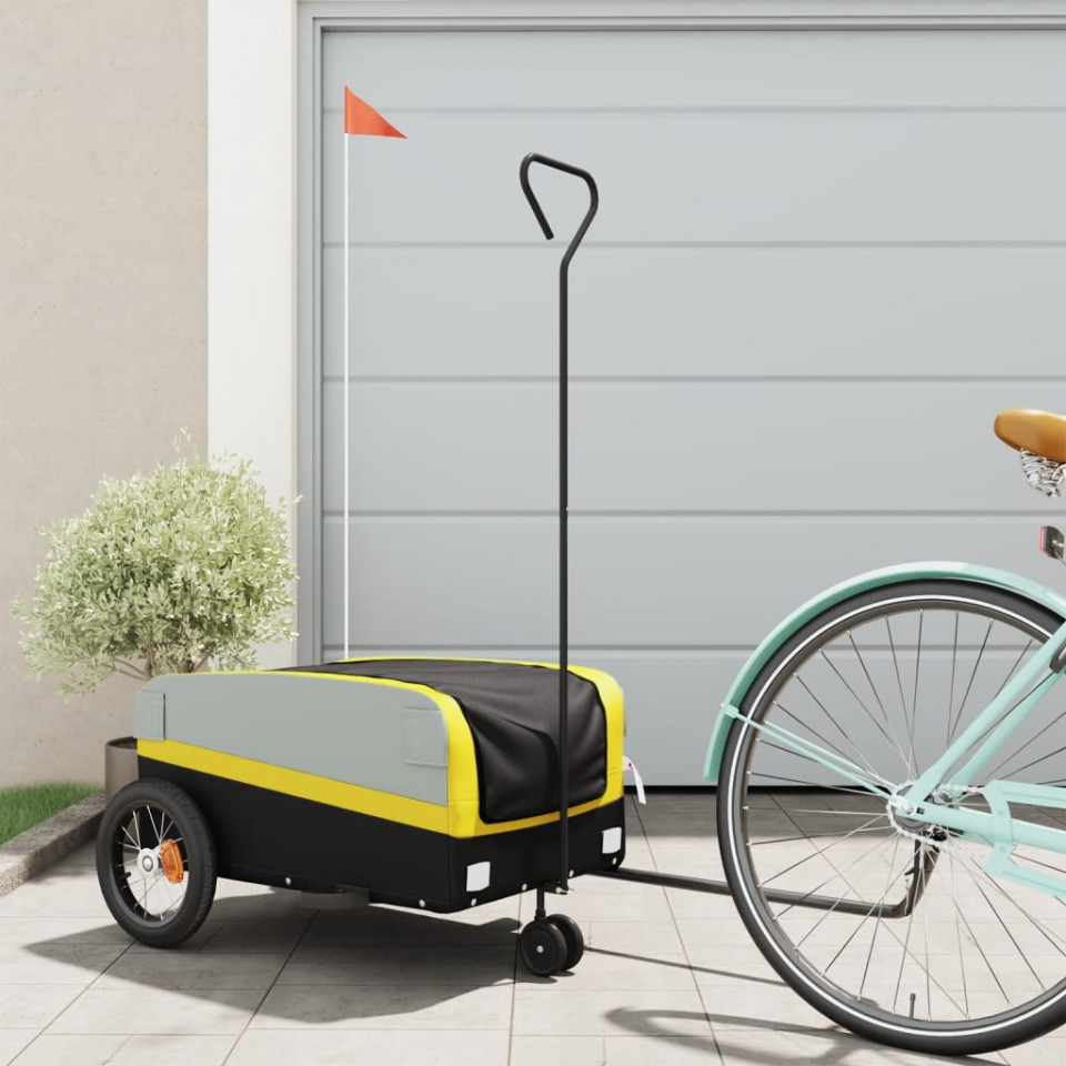 Remorcă pentru biciclete, negru și galben, 30 kg, fier