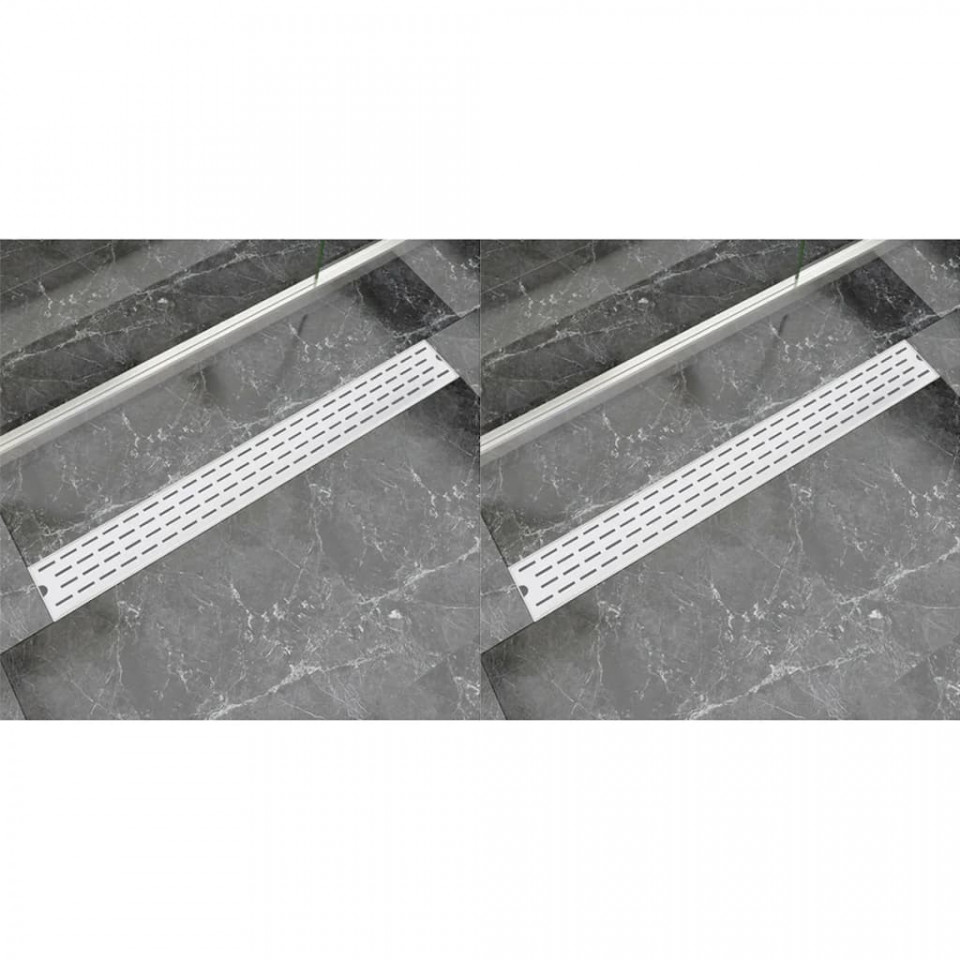Rigolă liniară duș, 2 buc., 930×140 mm, oțel inoxidabil, linii 930x140