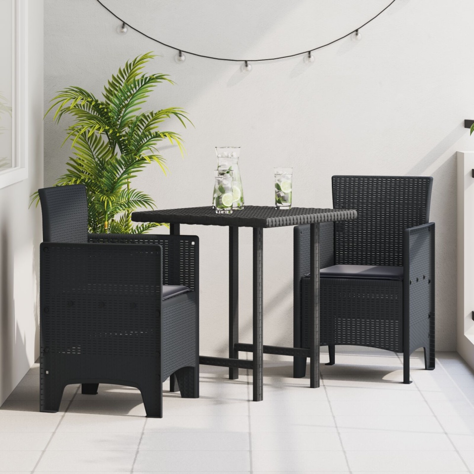 Scaun de grădină Set de 2 Antracit Plastic Mediu Durabil