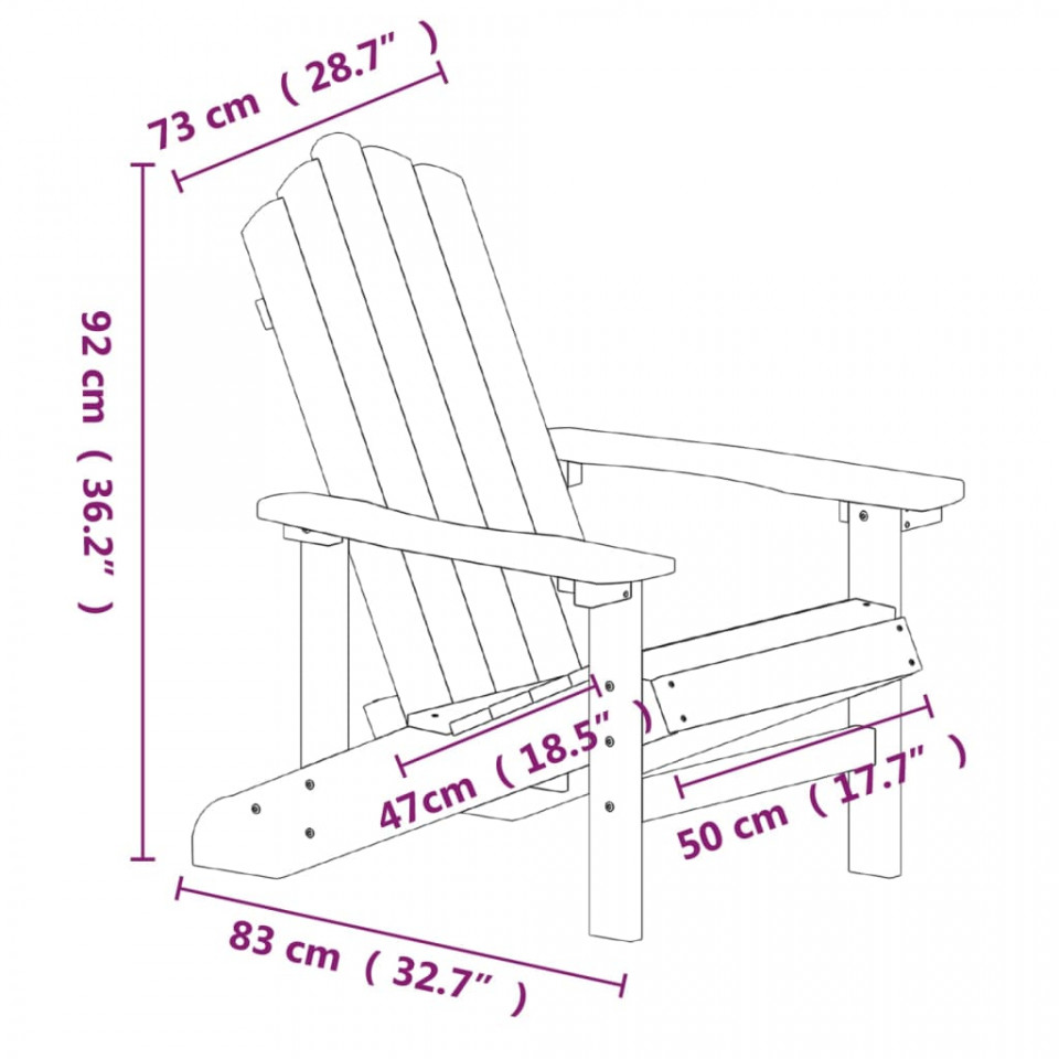 Scaune de grădină Adirondack, 2 buc., alb, HDPE