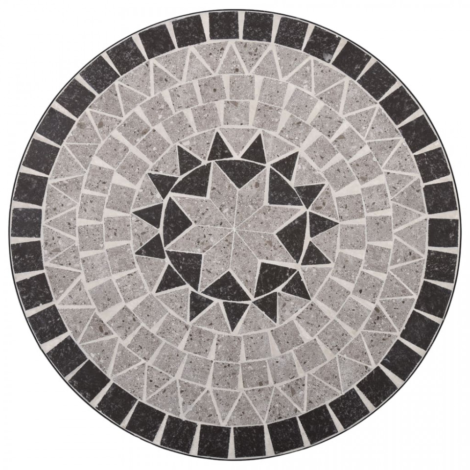 Set bistro mozaic, 3 piese, gri, placă ceramică
