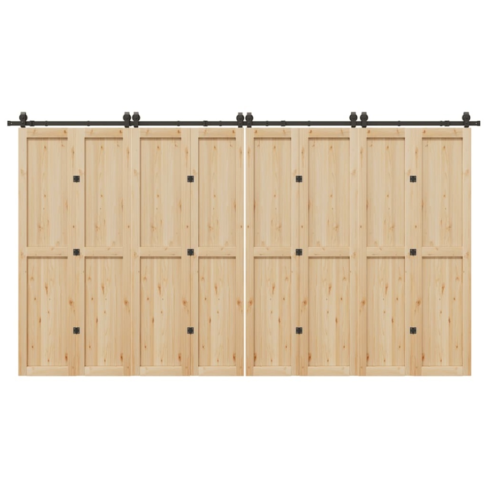 Set feronerie pentru uși glisante, negru, 200 cm, oțel