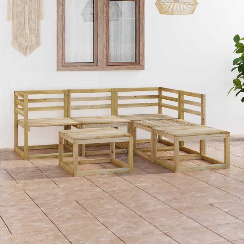 Poza Set mobilier de gradina, 6 piese, lemn de pin verde tratat