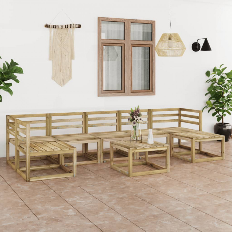 Poza Set mobilier de gradina, 8 piese, lemn de pin verde tratat