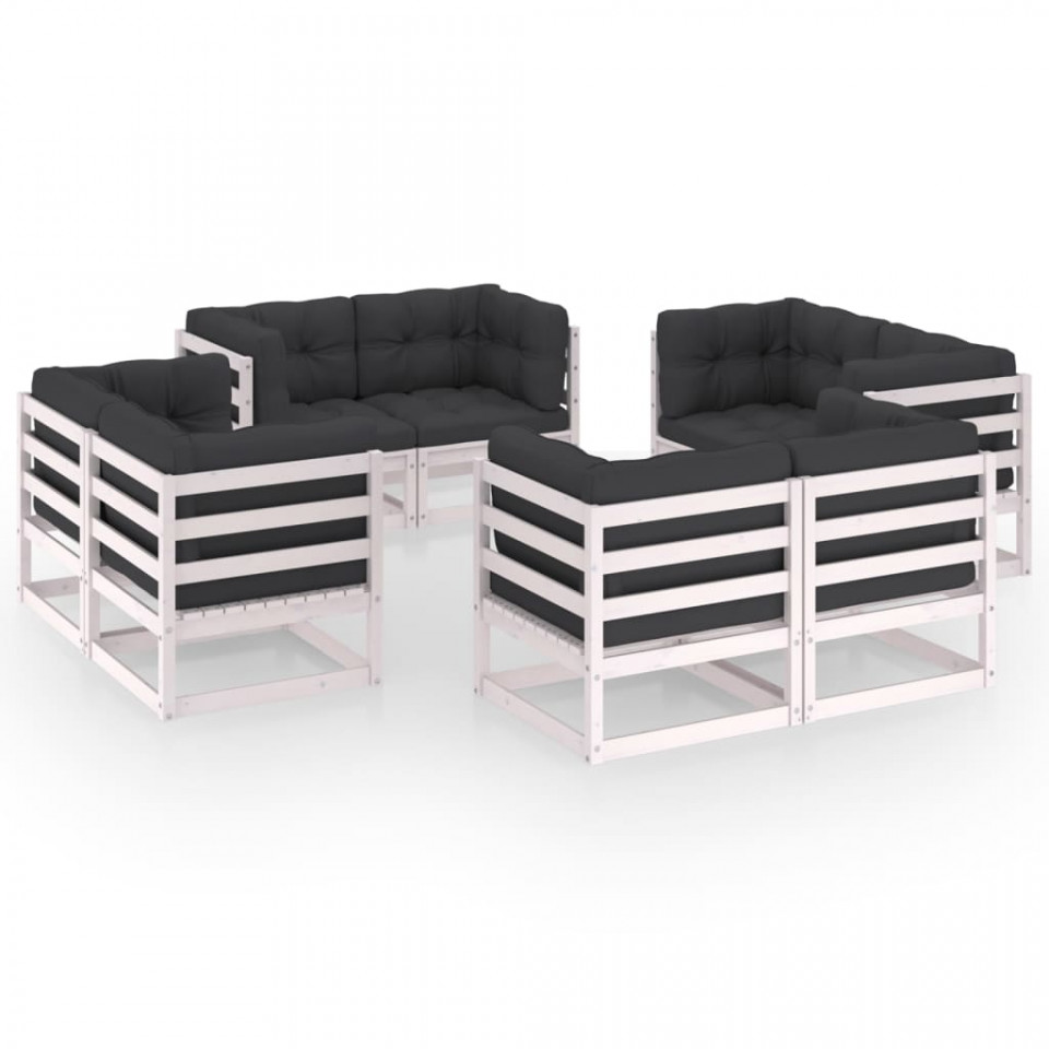 Set mobilier grădină cu perne, 8 piese, lemn masiv de pin