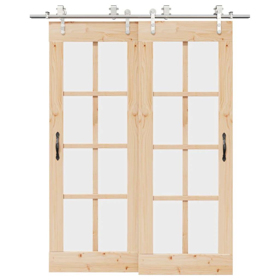 Set piese pentru ușă glisantă, argintiu, 183 cm oțel inoxidabil
