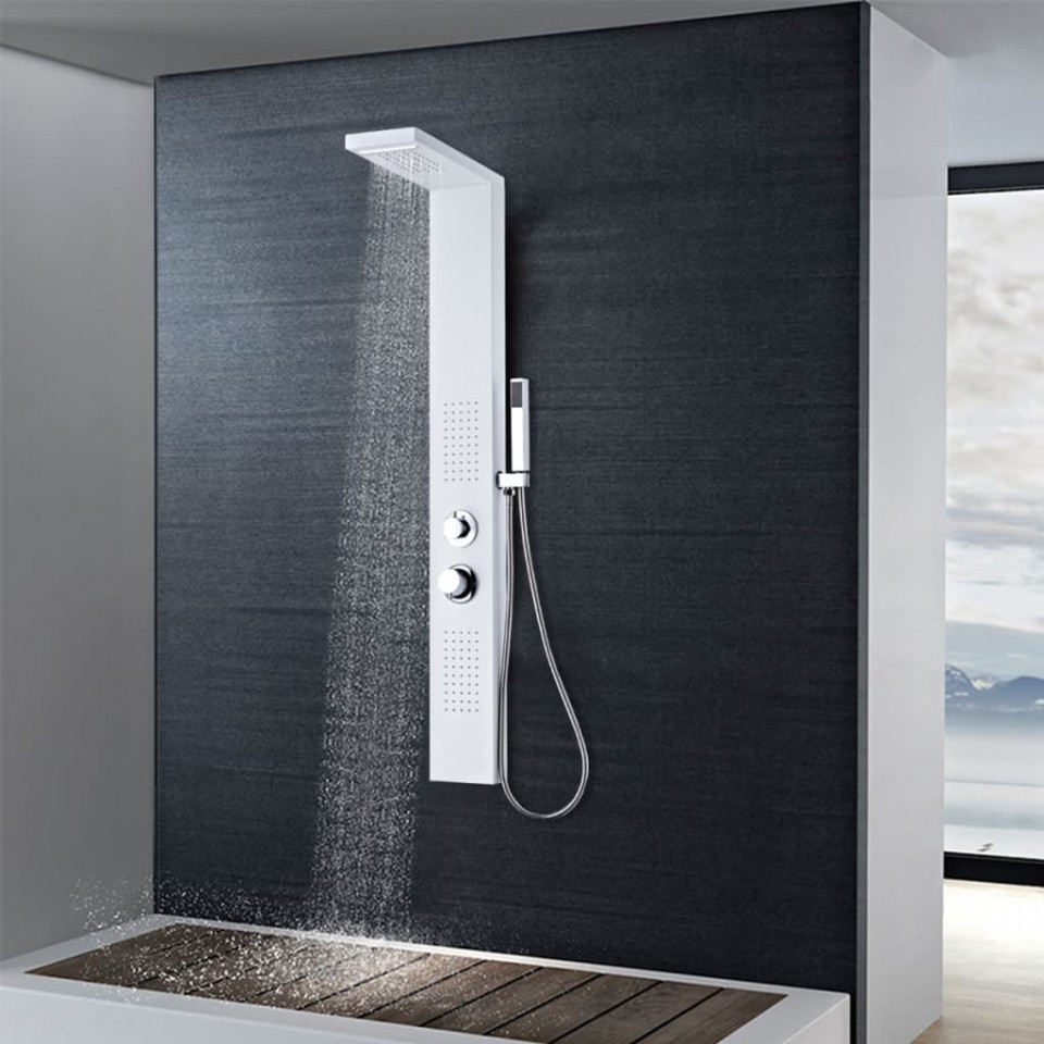 Sistem panel de duș din aluminiu, alb mat Casa Practica