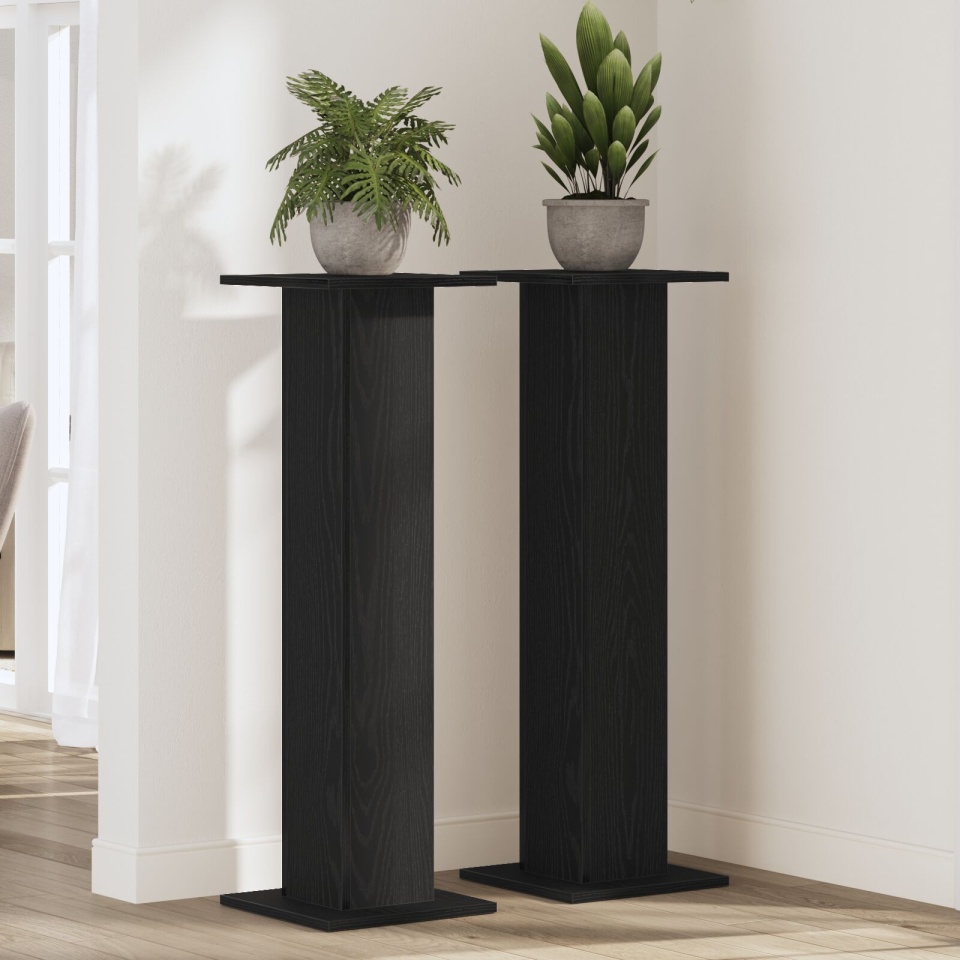 Suport pentru plante 2 buc Negru Stejar 30x30x95 cm Lemn prelucrat