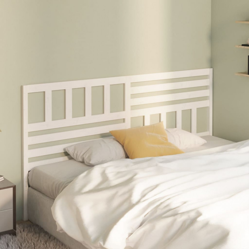 Tăblie de pat, alb, 206x4x100 cm, lemn masiv de pin Casa Practica