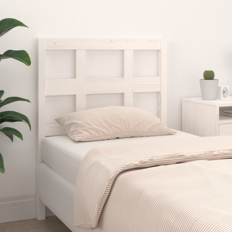 Poza Tablie de pat, alb, 95,5x4x100 cm, lemn masiv de pin