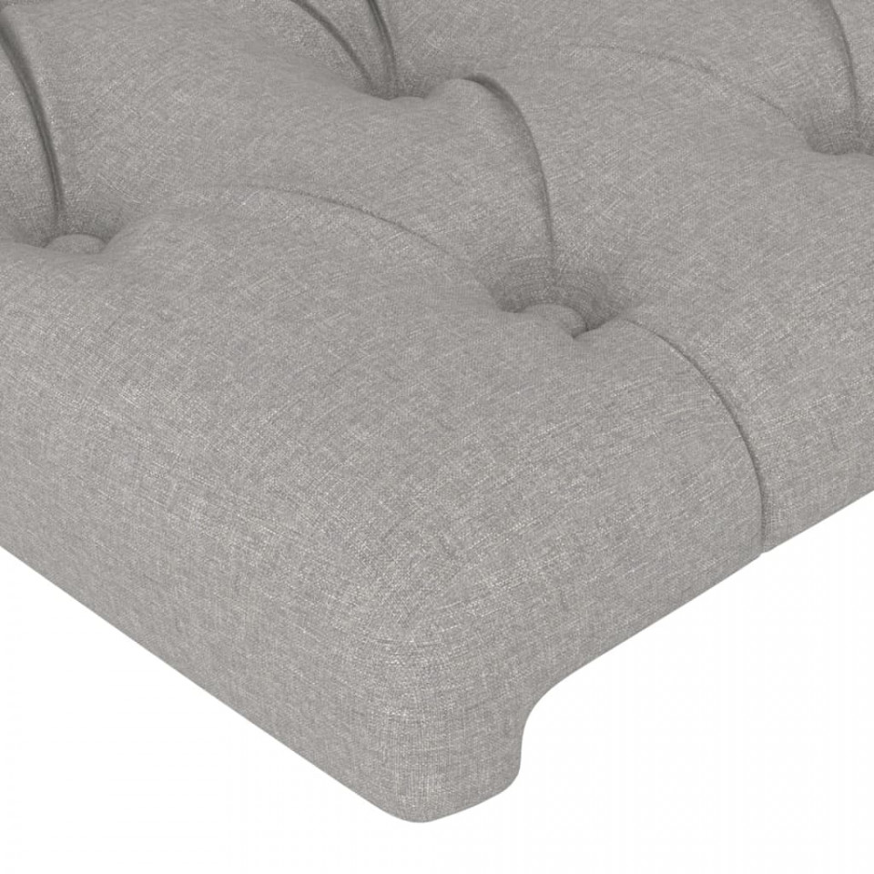 Tăblie de pat cu aripioare gri deschis 103x23x118/128 cm textil