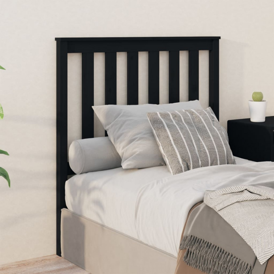 Poza Tablie de pat, negru, 96x6x101 cm, lemn masiv de pin