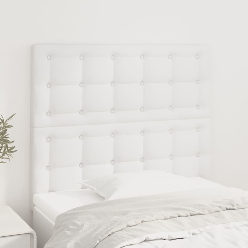 Tăblii de pat, 2 buc, alb, 100x5x78/88 cm, piele ecologică