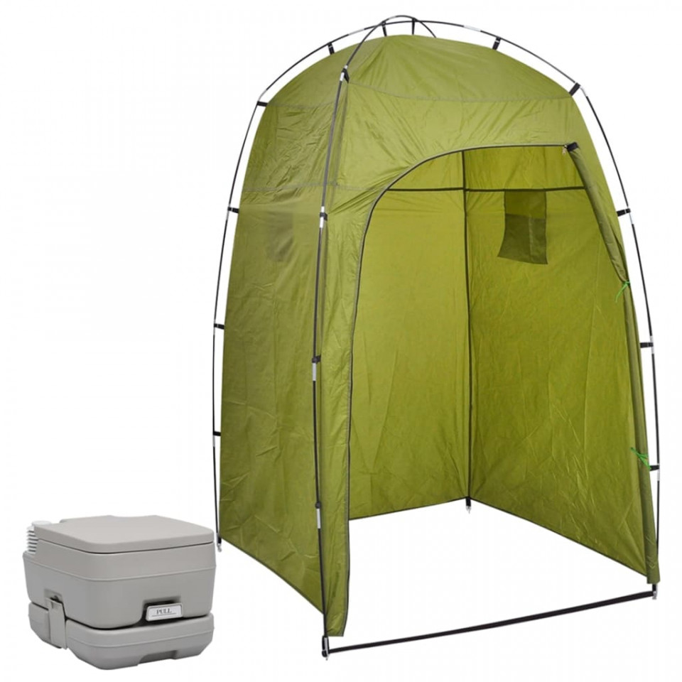 Toaletă portabilă pentru camping, cu cort, 10+10 L Casa Practica