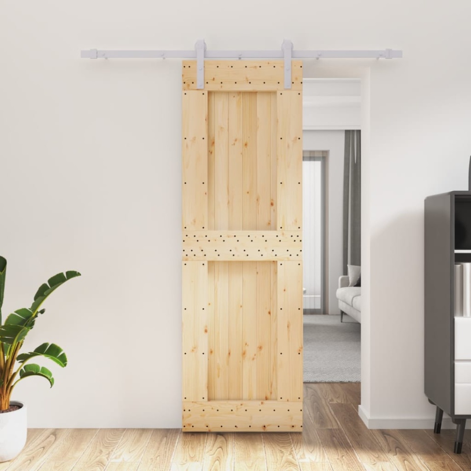 Ușă glisantă cu set de feronerie 70x210 cm, lemn masiv de pin