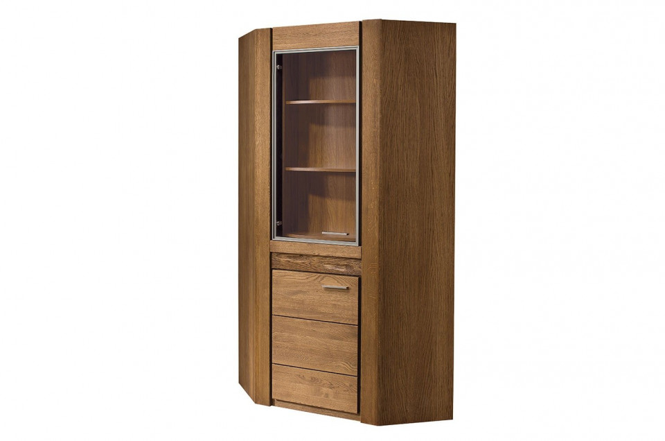 Velvet 16 vitrina de colț cu 2 uși (bară rotativă) 91x200x91 stejar rustic