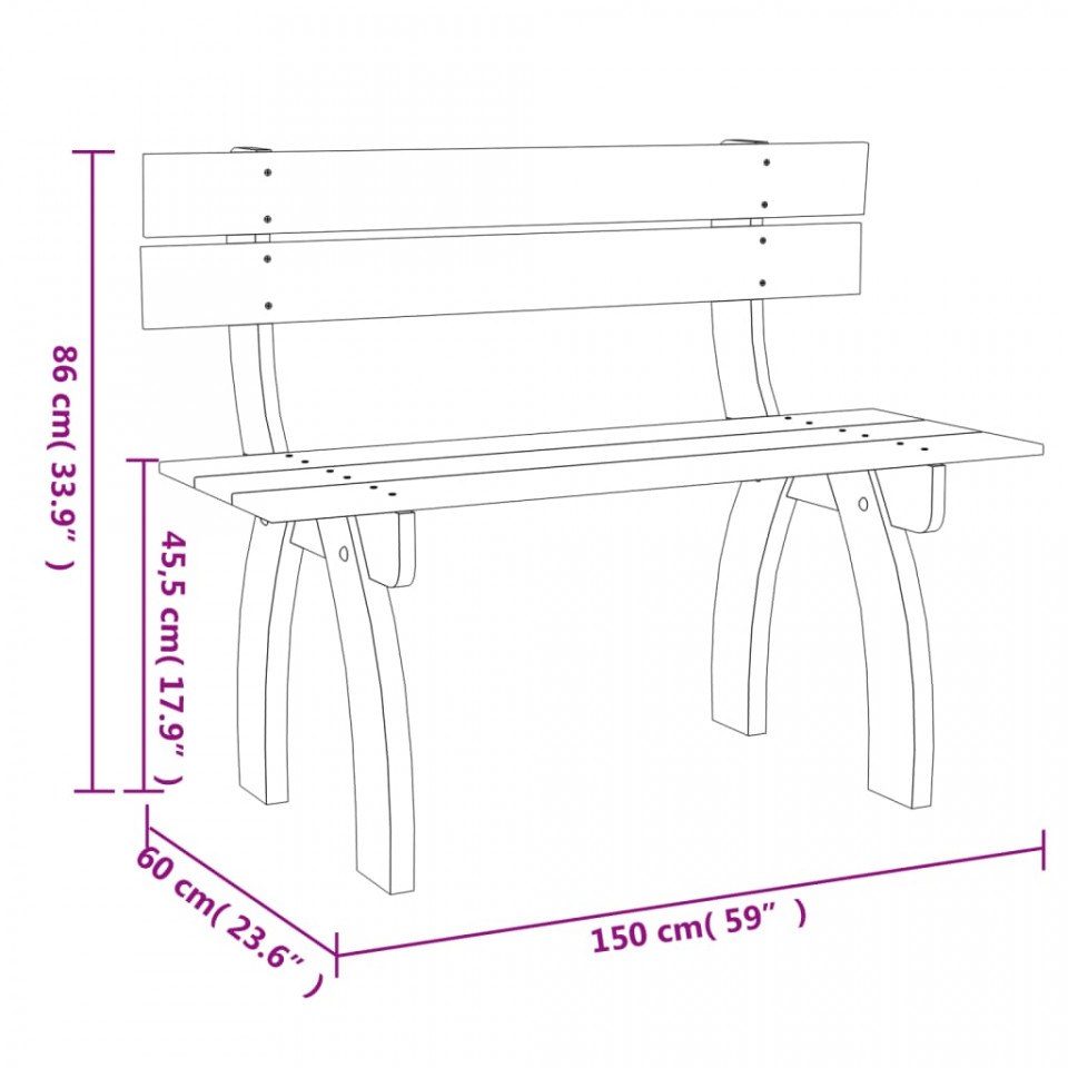 Bancă de grădină, 150 cm, lemn de pin tratat