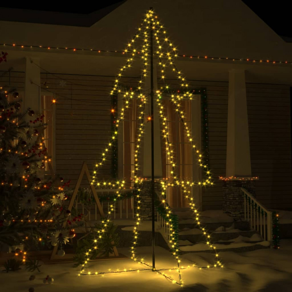 Brad Crăciun conic, 120×220 cm, 300 LED-uri, interior&exterior 120x220 imagine noua