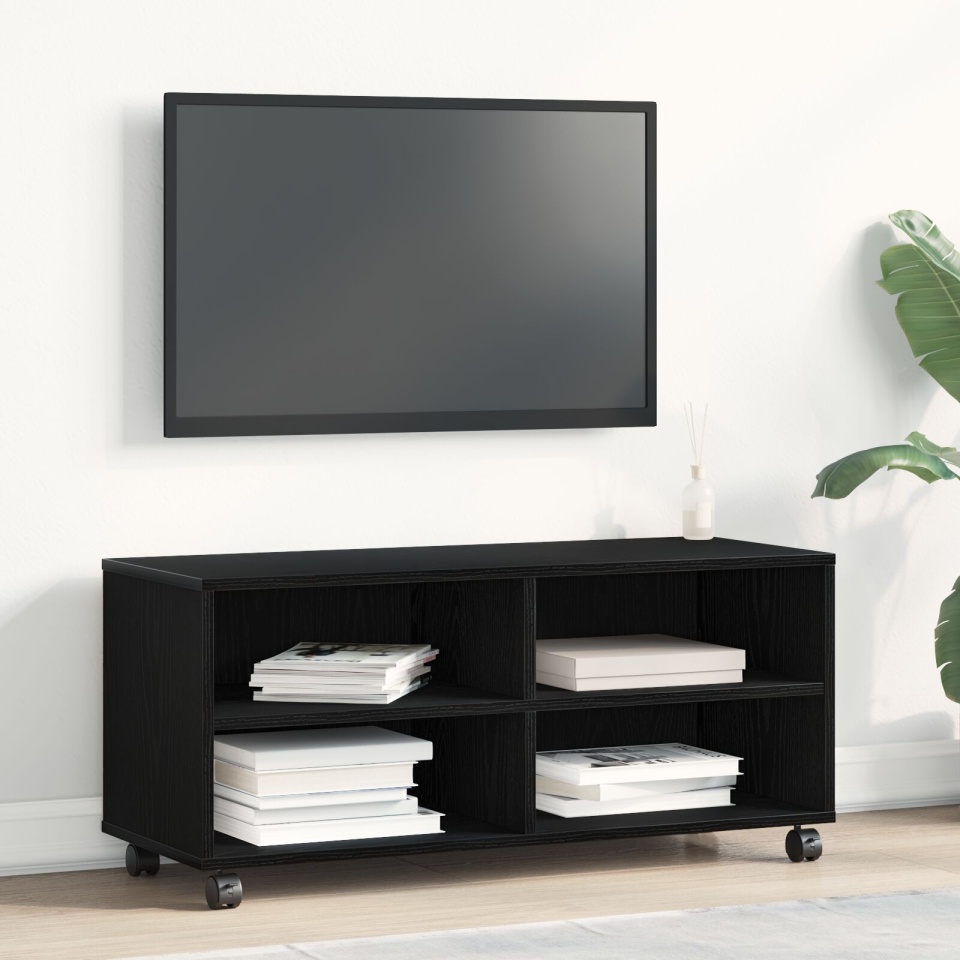 Cabinet TV Negru 90x35x35 cm Lemn prelucrat