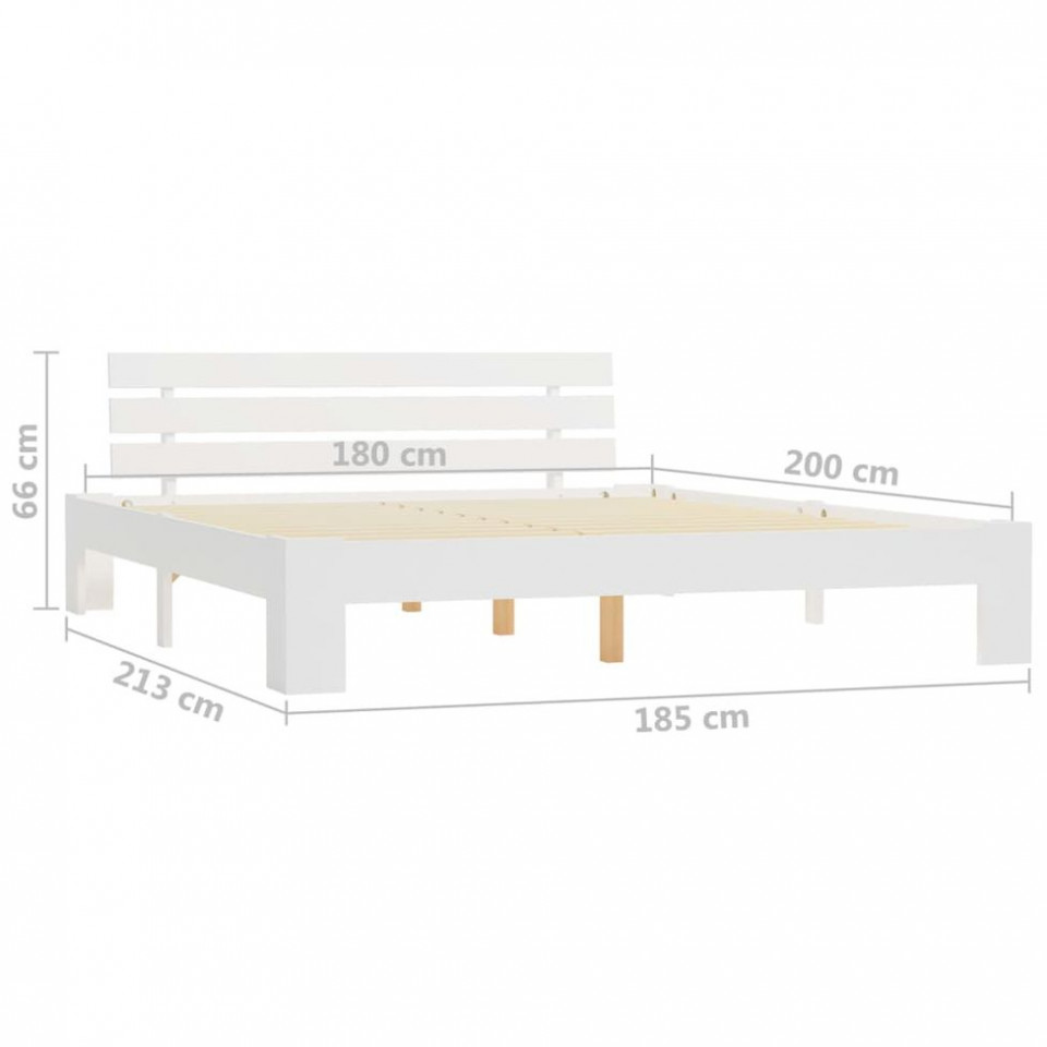 Cadru de pat, alb, 180 x 200 cm, lemn masiv de pin