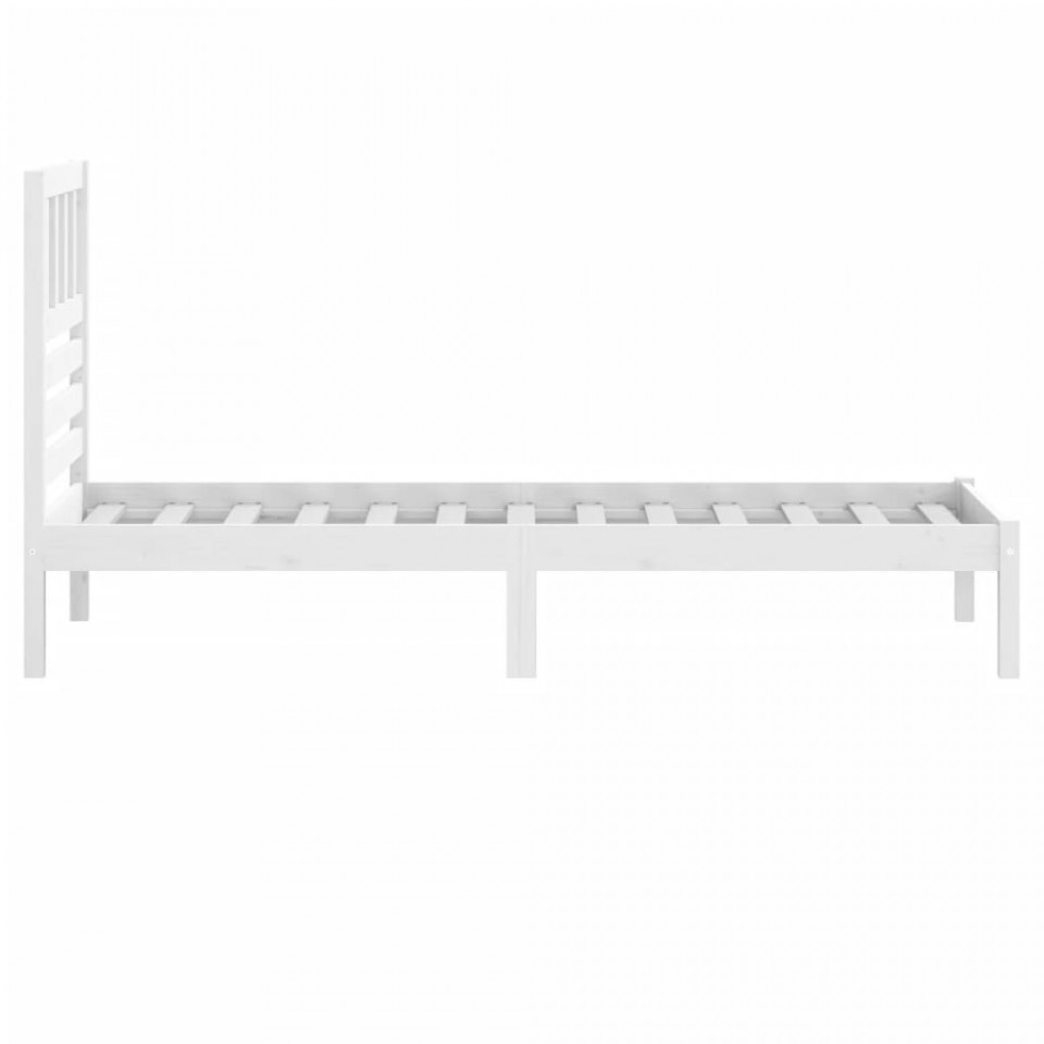 Cadru de pat, alb, 75x190 cm, single mic, lemn masiv de pin