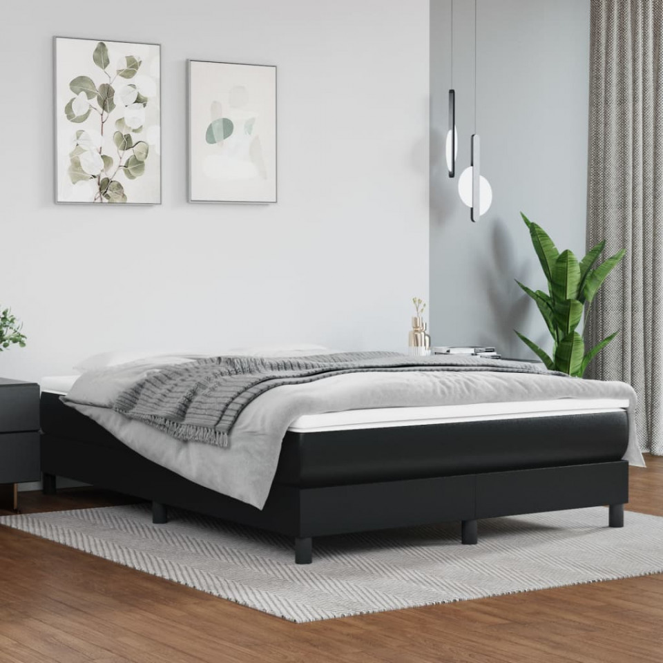 Cadru de pat box spring, negru, 140x200 cm, piele ecologică