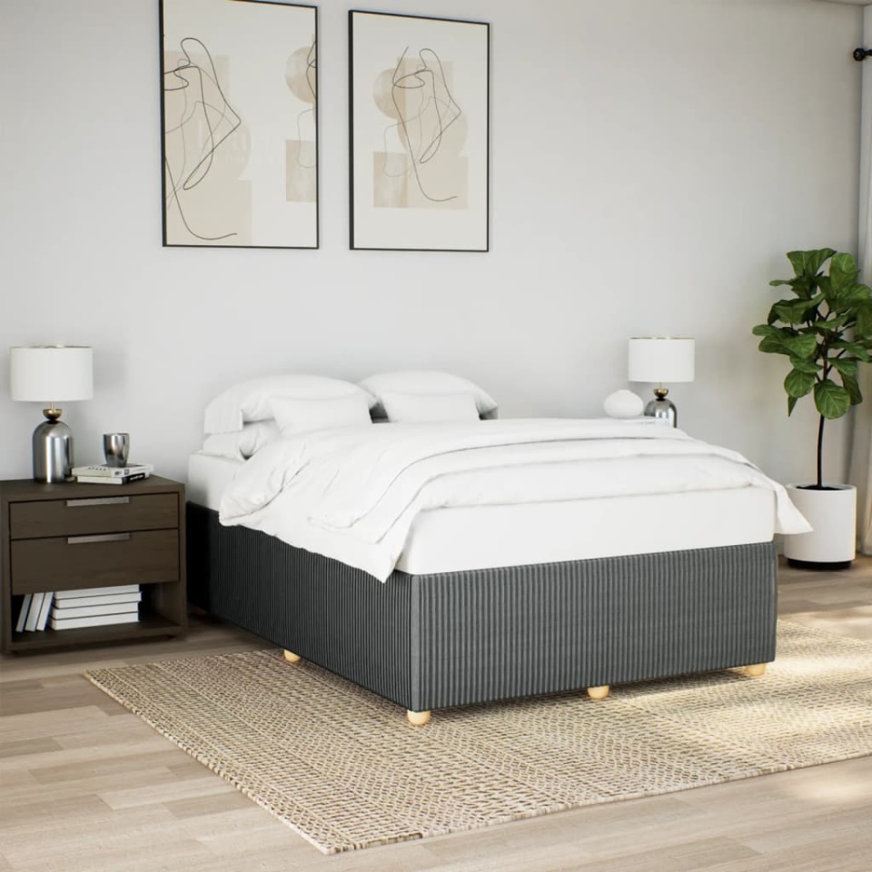 Cadru de pat fără saltea, gri închis, 160x200 cm, textil