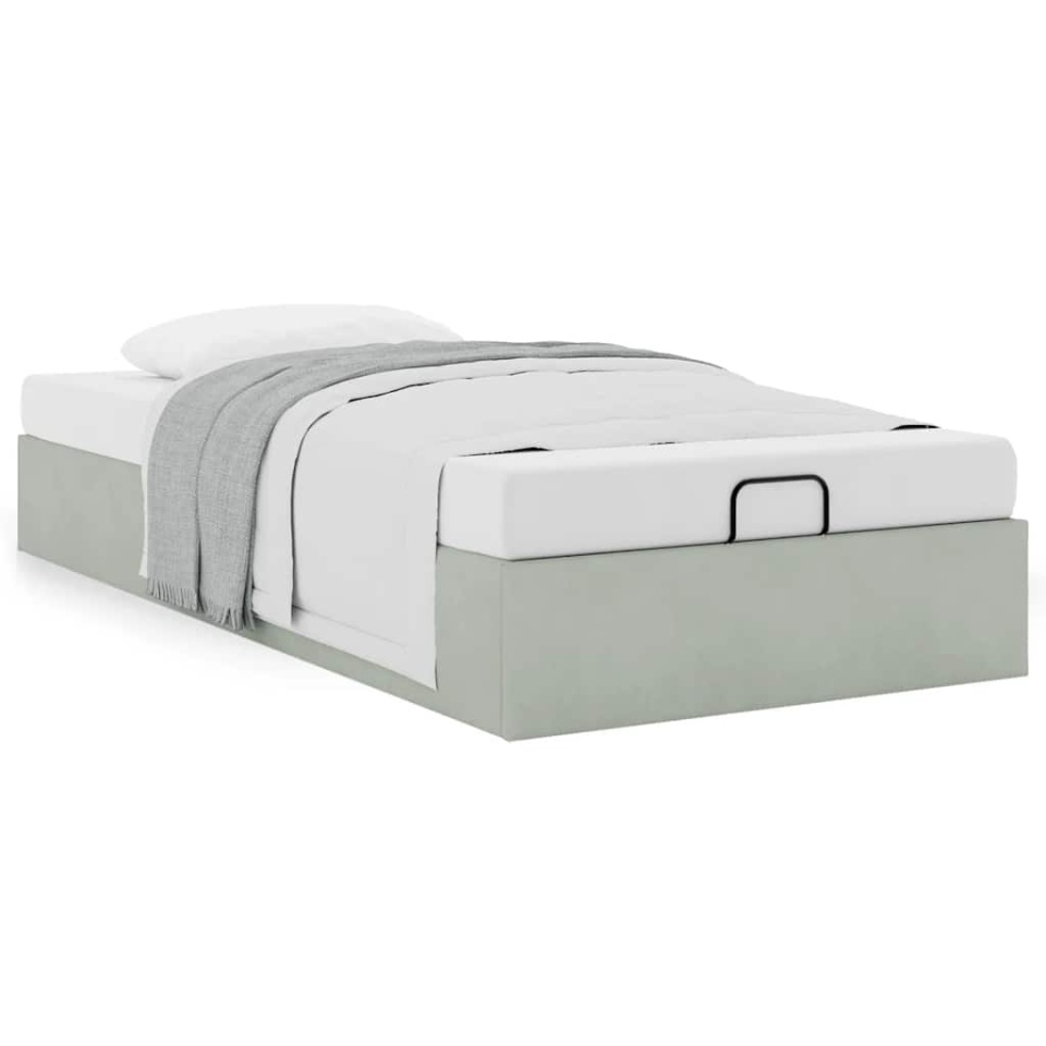 Cadru pat otoman fără saltea Gri deschis 100x200 cm catifea
