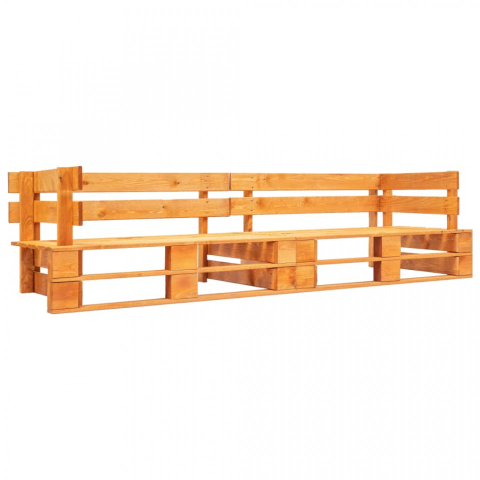 Poza Canapea de gradina cu 2 locuri din paleti, maro miere, lemn