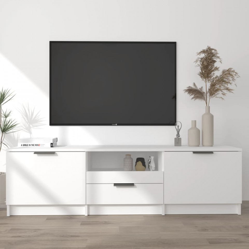 Comodă TV, alb, 140x35x40 cm, lemn prelucrat Casa Practica imagine noua elgreco.ro